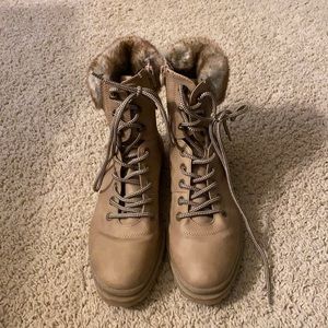 Brown, fur trimmed, steve madden boots